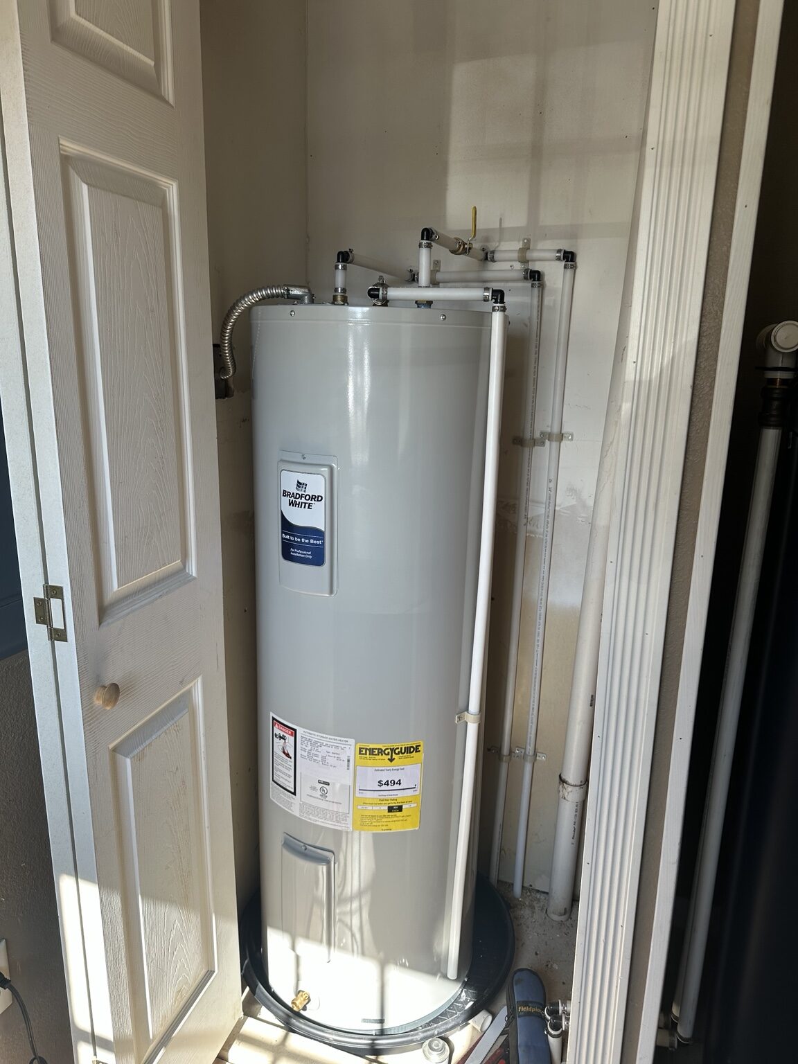 Bradford White residential water heater installation